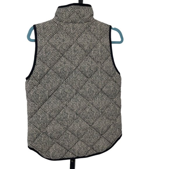 J Crew Quilted Excursion Down Vest XS Sleeveless Contrast Trim Full Zip Gray - Picture 4 of 11